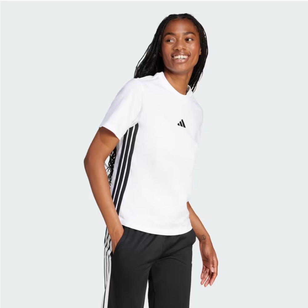 adidas Essentials 3-Stripes Cotton Tee - White - Small